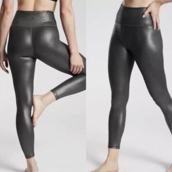 Athleta Pants - ATHLETA Pant Womens Extra Small Black Gray Shimmer Elation Ultra High Rise Tight